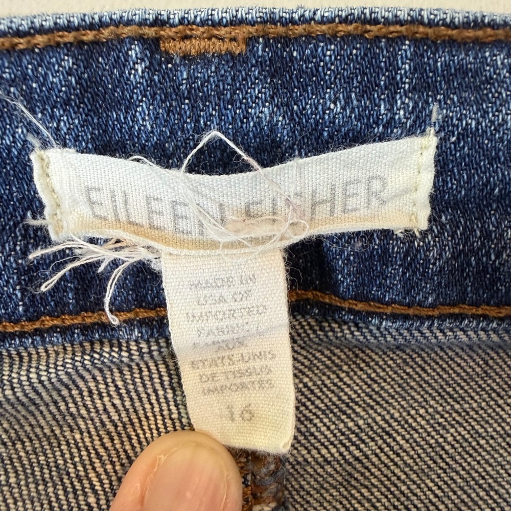 Excellent Eileen Fisher Straight Leg Jeans Womens 16 Blue Good Organic Cotton - Picture 7 of 8